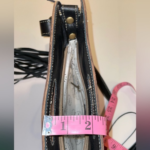 Myra Bag Crossbody West Southwest Rubious Leather Crossbody Bag with Long Fringe - Picture 6 of 16